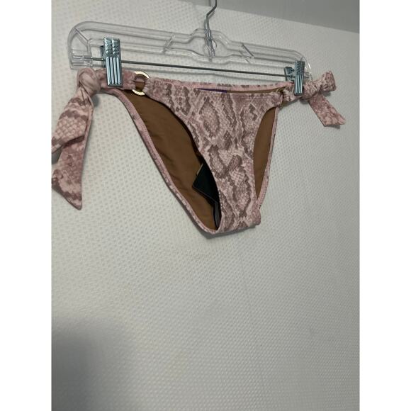 Cia Maritima Beachwear Pink Rose Snakeskin Cheeky Bikini Bottom Small NWT - Picture 4 of 11